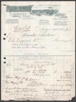 1921 Bp., Adler Henrik Ásványőrlő Malom fejléces számlája, rajta a gyár látképével, szakadással