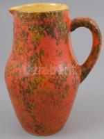 2 db Tófej retró narancs mázas kerámia. váza és hamutál. Jelzett, hibátlan. m: 21 cm