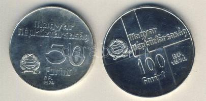 1974. 50Ft Ag + 100Ft Ag "50 éves az MNB" T:BU