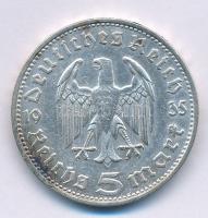 Német Harmadik Birodalom 1935D 5M Ag "Hindenburg" T:2 patina 
German Third Reich 1935D 5 ...