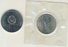 1980. 100Ft "Szovjet-magyar közös űrrepülés" + 1981. 10Ft "FAO" vákumcsomagolásban T:BU