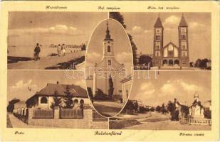 1949 Balatonfüred, Hajóállomás, Református templom, Posta, Fő utca, Római katolikus templom (EK)