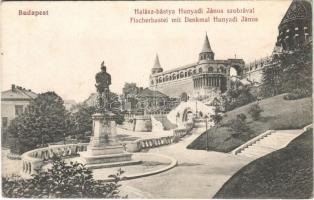 1915 Budapest I. Halászbástya, Hunyadi János szobrával (fl)
