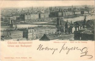 1898 Budapest I. Pillantás a várból, Lánchíd. Schmidt Edgar kiadása (EK)