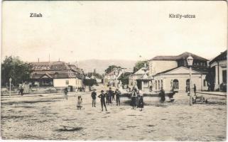 1907 Zilah, Zalau; Király utca, gőzfürdő / street, steam spa