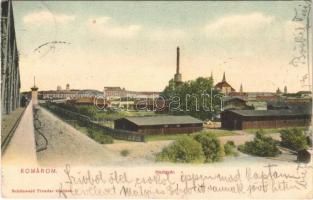 1906 Komárom, Komárnó; Hajógyár. Schönwald Tivadar kiadása / ship factory (kis szakadás / small tear)