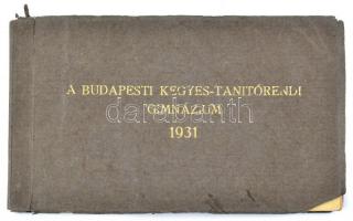 1931 A Budapesti Kegyes-Tanítórendi Gimnázium képeslapfüzete, 32 db képeslappal, az egyik kijár, kissé kopottas