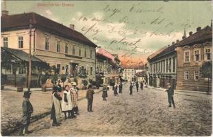 1906 Szászváros, Broos, Orastie; utca, Eisenberger kávéház. H. Graef / street, cafe (Rb)