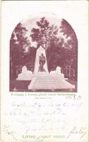 1906 Karánsebes, Caransebes; Ő Felsége I. Ferenc József szobor október 7-én. Littke Casino pezsgő reklám / statue of Franz Joseph, advertisement