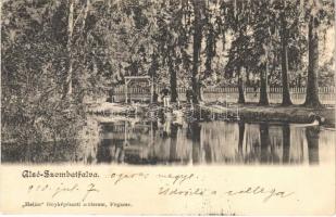 1910 Alsószombatfalva, Alsó-Szombatfalva, Sambata de Jos; csónakázó tó. Helios fényképészeti műterem / lake, boat