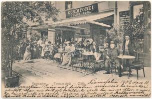 1902 Nagyszeben, Hermannstadt, Sibiu; Julius Boda cukrászda, terasz / Conditorei / confectionery shop, terrace