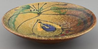 Sarkadi? kerámia tál. Mázas kerámia, kézzel festett, jelzés nélkül. d:: 20 cm