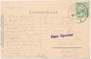 1911 Gyergyóalfalu, Gyóalfalu, Alfalau, Joseni; községháza és Nagy út, csendőrök. Réthy Balázs kiadá...