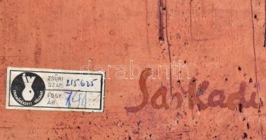 Sarkadi kerámia fali dísz. Mázas kerámia, kézzel festett, jelzett 20x30 cm