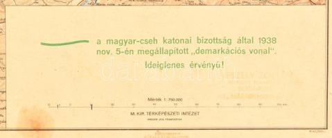 1938 A magyar-cseh katonai bizottság által 1938 nov. 5-én megállapított demarkációs vonal. 1 : 750 0...
