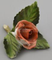 Herendi porcelán rózsa, kézzel festett, jelzett, levél végén kis hiánnyal, 7,5x7x4 cm