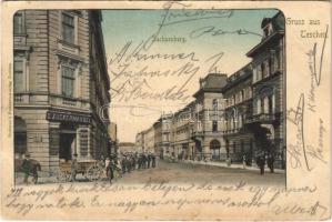 1904 Cieszyn, Teschen; Sachsenberg, G. Zuckermandel / street, shop