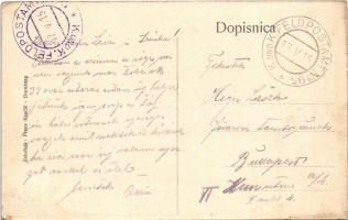 1915 Dornberk, Dornberg, Montespino; street + "K. UND K. FELDPOSTAMT NO 95"