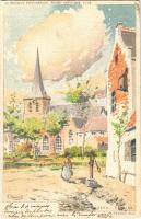 1904 Dilbeek, L'Église / church. La Belgique Pittoresque Édition Artistique 17-43. Lith. J. L. Goffart litho s: F. Ranot (EK)