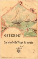 1900 Oostende, Ostende; Régates a Voiles. La plus belle Plague du monde / sailboats, beach. Le Bon Éditeur. Imp. Courmont Freres Art Nouveau, litho (EB)
