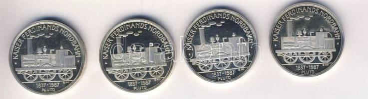 Ausztria 1987. "Ferdinánd császár Északi Vasút-150 év" Ag emlékérem (4x) 4x7g T:PP Eredeti...
