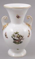 Herendi Rothschild mintás váza, kézzel festett, jelzett, apró kopásnyomokkal, m: 20,5 cm