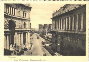 Napoli, Naples; Via Vittorio Emanuele III / street view, tram, automobile