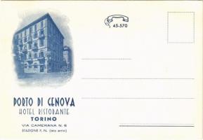 Torino, Turin; Porto di Genova Hotel Ristorante / hotel and restaurant advertisement card (EK)