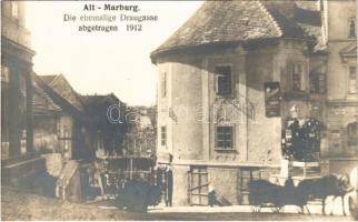Maribor, Marburg; Alt-Marburg. Die ehemalige Draugasse abgetragen 1912 / old town, former Draugasse street demolished. Orig. Bromsilber F. Erben
