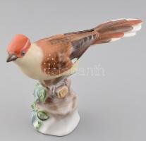 Herendi porcelán madár, kézzel festett, jelzett, apró kopásnyomokkal, m: 14 cm, h: 18 cm