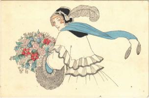 1924 Art Nouveau lady. M. M. Nr. 1000. unsigned Mela Koehler
