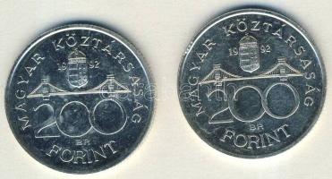 1992. 200Ft Ag "MNB" (2x) T:BU,2