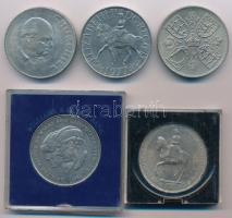 Nagy-Britannia 1953-1981. 5xklf emlékérme tétel, ebből 2db eredeti műanyag tokban T:1--2- United Kingdom 1953-1981. 5xdiff commemorative coin lot, which of 2pcs in original plastic case C:AU-VF