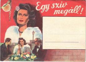 Egy szív megáll! Filmplakát Karády Katalinnal. hausz Mária filmkölcsönző és filmgyártó reklám / Hungarian film poster, advertisement (EK)