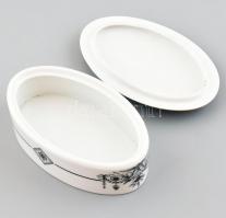 Antik görög mintás Hollóházi porcelán bonbonniere. Matricás, jelzett, hibátlan.14x8,5 cm