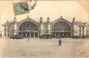 1906 Tours, La Gare / railway station, tram. TCV card (fl)