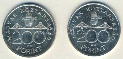 1992. 200Ft Ag "MNB" (2x) T:BU,2