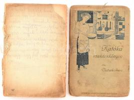 Tutsek Anna: Katóka szakácskönyve. Bp., 1913, Singer és Wolfner. 260 p. Első kiadás. Sérült kiadói egészvászon-kötés, hiányzó gerinccel, kopott borítóval, az elülső borító lejár, részben szétvált kötéssel, helyenként szakadt, kijáró lapokkal, ex libris-szel.