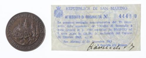San Marino 1963. "A serravalle-i kastély fennállásának 500. évfordulója" kétoldalas Br eml...