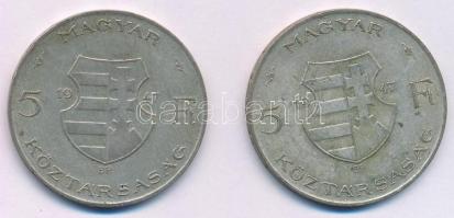 1947. 5Ft Ag "Kossuth" (2x) T:3 patina Adamo F8.1