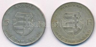 1947. 5Ft Ag "Kossuth" (2x) T:3 patina Adamo F8.1