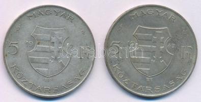 1947. 5Ft Ag "Kossuth" (2x) T:2-,3 patina Adamo F8.1