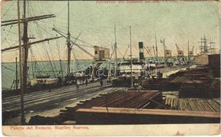 1915 Rosario, Puerto, Muelles Nuevos / port, steamship (worn corners)