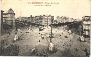 1926 Barcelona, Paseo de Gracia / square, tram (EK)