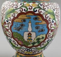 Réz zománc festett keleti vázák 19 cm, 9 cm