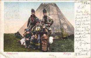 1901 Norge. Lappefamilie / Nordic Sami (Laplander) folklore, family (ázott sarok / wet corner)