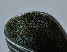 Gorka Iparművészeti Vállalat halas váza és kiöntő 2 db. Csurgatott mázas, jelzett, hibátlan 21 cm