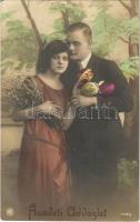 Húsvéti üdvözlet / Easter greeting card with romantic couple (fl)