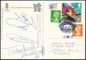 2012 Londoni olimpiáról hazaküldött képeslap teniszezők aláírásával (Szávay Ágnes, Babos Tímea, Temesvári Andrea)