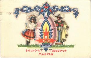 1943 Boldog Magyar Húsvétot! / Hungarian irredenta Easter greeting art postcard s: Bozó (EK)